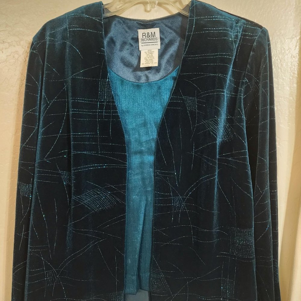 R&M Richards jacket & Pant Set - Size 14 - Green/Blue